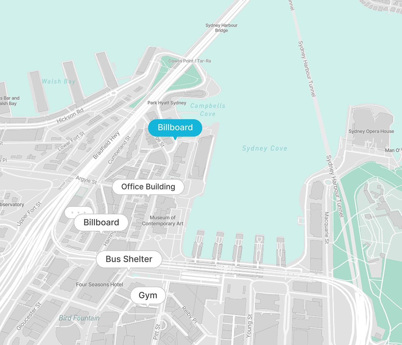 interactive screen selection on map